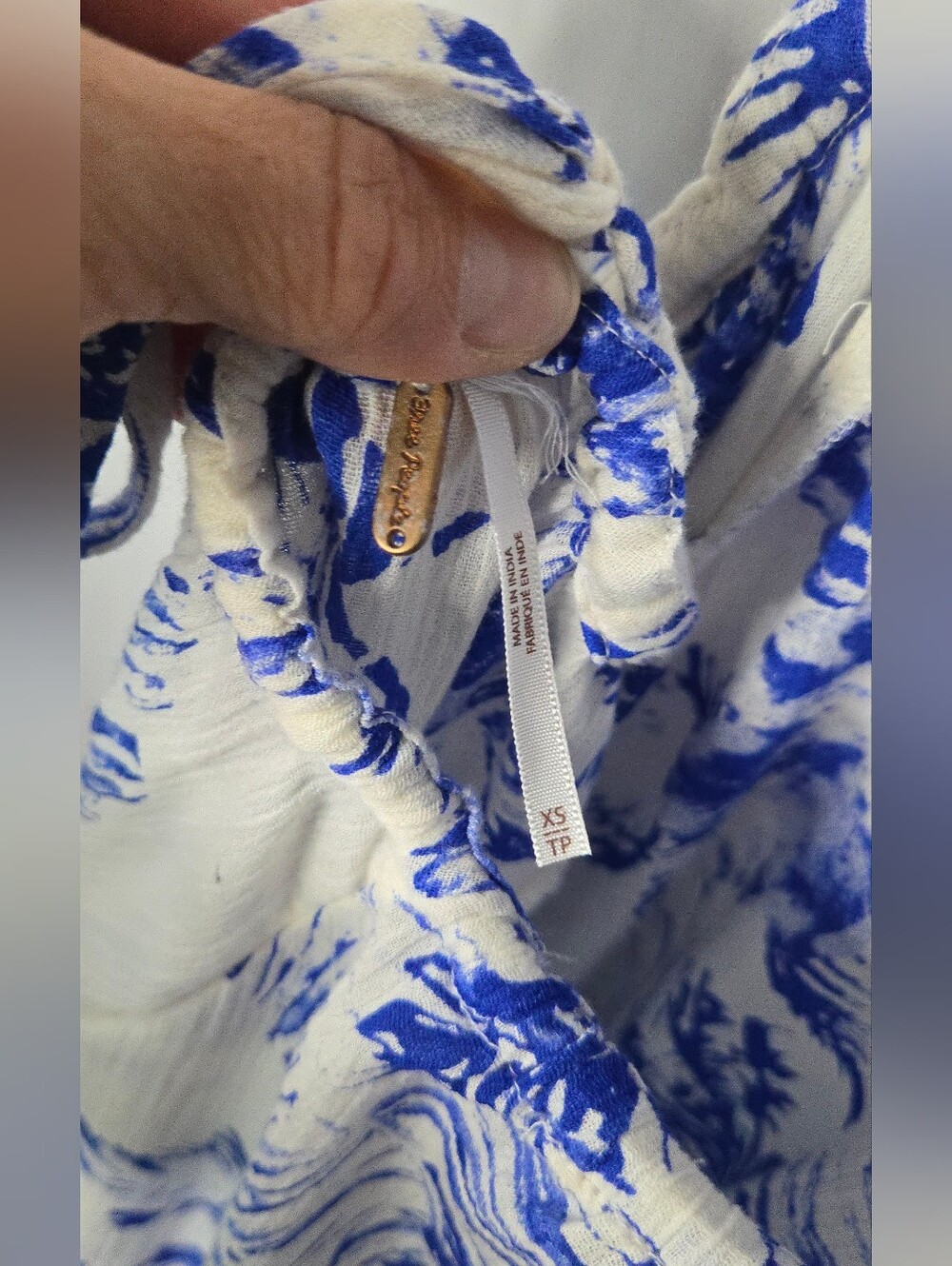 Free People Lille Printed Blue White Botanical Floral Halter Maxi Dress XS - Picture 10 of 11